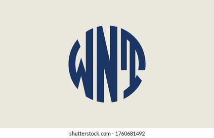 WNT Circle Emblem Abstract Monogram Letter Mark Vector Logo Template