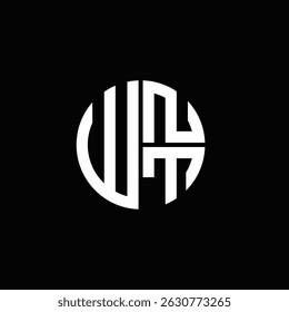 Logotipo da WNT Ícone da WNT Monograma da WNT Letra da WNT Minimalista Círculo plana Design exclusivo do logotipo abstrato moderno.
