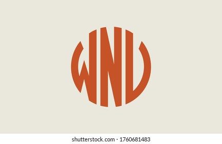WNV Circle Emblem Abstract Monogram Letter Mark Vector Logo Template