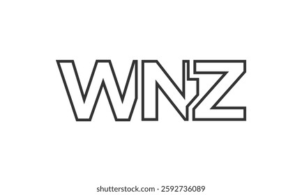 WNZ logo design template with strong and modern bold text. Initial based vector logotype featuring simple and minimal typography. Trendy company identity ideal for businesses brand presence.