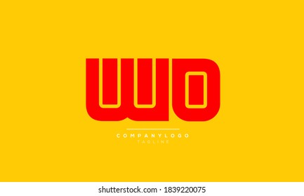 Diseño del logotipo del alfabeto de texto de letra monográfica de las iniciales abstractas de la WO