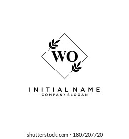 WO Beauty vector initial logo, handwriting logo of initial signature, wedding, fashion, jewerly, boutique, floral and botanical with creative template for any company or business.