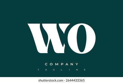 WO Creative Abstract Typography Logo Design. Elegant logo combining bold typography and creative shapes, ideal for branding and identity solutions.