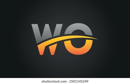 WO creative and modern letter logo design. WO logo design vector in black background.