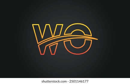 WO creative and modern letter logo design. WO logo design vector in black background.