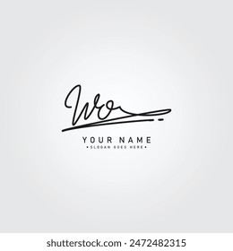 WO Handwriting Signature logo - Plantilla de logotipo de Vector para negocios de Fotografía, moda y belleza