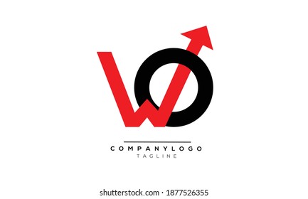 WO icon monogram letter text alphabet logo design