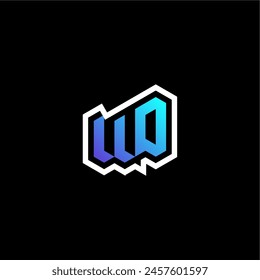 WO initial gradient blue gaming concept ideas for esport team, twitch and streamer