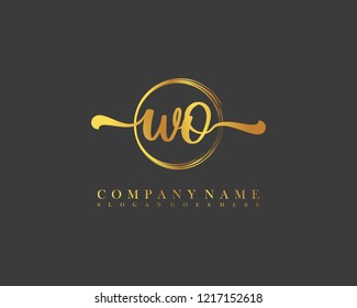 WO initial handwriting logo circle template vector