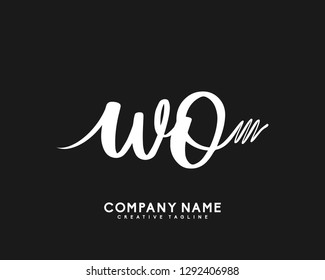 WO Initial Handwriting Logo Template Vector