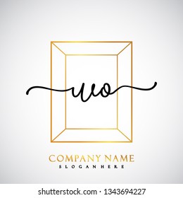 WO Initial Handwriting logo template vector
