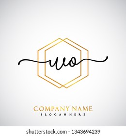 WO Initial Handwriting logo template vector