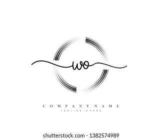 WO initial handwriting logo template vector