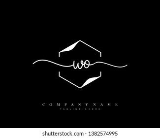 WO initial handwriting logo template vector