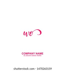 WO Initial handwriting logo vector