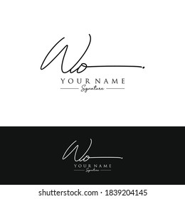 WO Initial letter handwriting and signature logo.