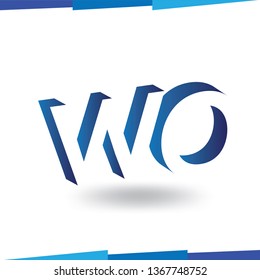 WO Initial Letter logo in negative space vector template