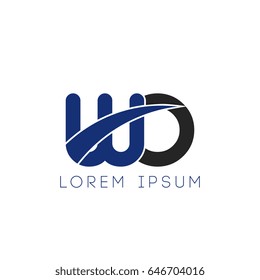 wo initial letter uppercase logo blue and black
