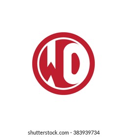 WO initial letters circle business logo red