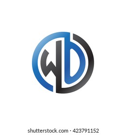 WO initial letters looping linked circle logo blue black