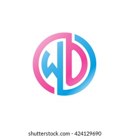 WO initial letters looping linked circle logo pink blue