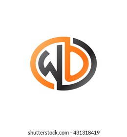 WO initial letters looping linked ellipse logo orange black