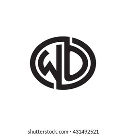 WO initial letters looping linked ellipse monogram logo
