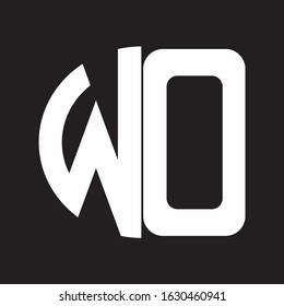 WO Initial Logo design Monogram Isolated on black and white