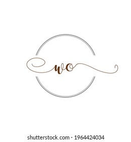 WO Initial Logo Handwriting template letter illustration