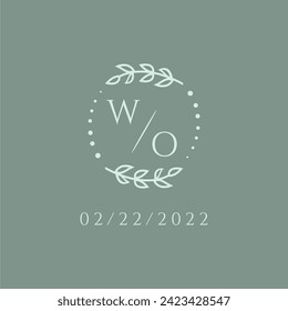 WO initial modern monogram wedding with creative circle line