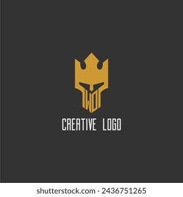 WO initial monogram logo for gaming with creative king spartan image design