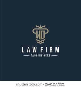 WO initial monogram logo law firm with pillar design