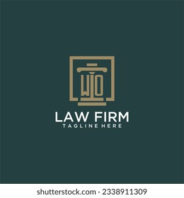 WO initial monogram logo for lawfirm with pillar design in creative square