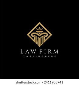 WO initial monogram logo for lawfirm with pillar in creative square design