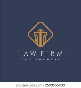 WO initial monogram logo for lawfirm with pillar in creative square design