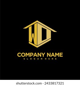 WO initial monogram logo for real estate with creative building style design