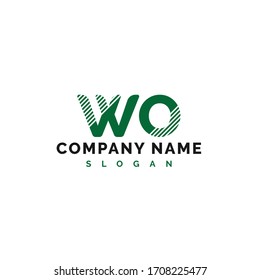 Diseño del logotipo de la carta WO. Ilustración del vector de logotipo de la letra WO - Vector