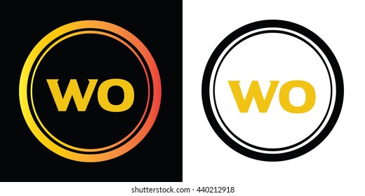 WO letters icon design template elements in abstract background logo, design identity in circle, alphabet letter