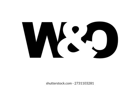 WO Logo Design in fettgedrucktem Stil. Schwarz-weißes Identitätssymbol. Modernes Typografie-Emblem. Symbol für Unternehmensbranding. Minimale Geschäftsvorlage.