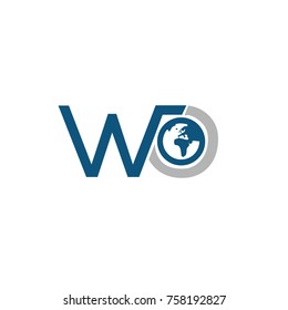Wo logo global flat vector template