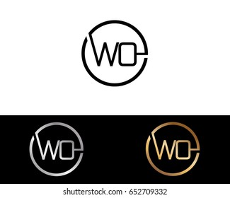Wo Logo. Letter Design Vector with Red and Black Gold Silver Colors
