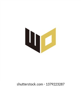 WO Logo Letter Initial With Black and Gold Yellow Colors