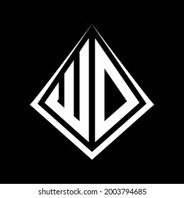 WO logo letters monogram with prisma shape design template vector icon modern