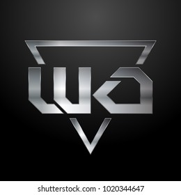 WO Logo, Metal Logo, Silver Logo, Monogram, Polygon