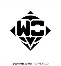 WO Logo monogram with circle shape and square rotate rounded design template on white background