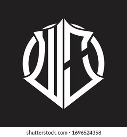 WO Logo monogram with emblem and circle rounded design template