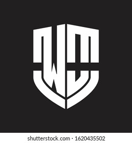 WO Logo monogram with emblem shield shape design isolated on black background