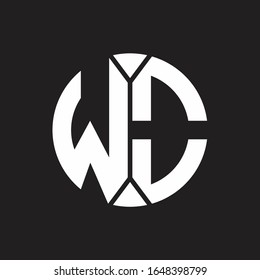 WO Logo monogram with piece circle ribbon style