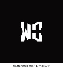 WO Logo monogram with pieces cut elements design template