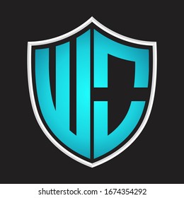 WO Logo monogram with shield shape isolated blue colors on outline design template